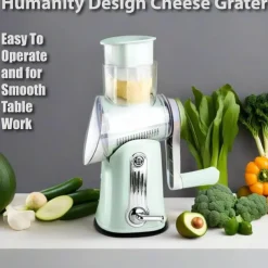5 in 1 Rotary Cheese Grater with Handle, Rotary Grater, Vegetable Slicer, Carrot Grater, Nut Grinder and Chocolate Shaver