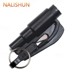 2 In 1 Safety Belt Cutter Emergency Key Chain Car Escape Tool Metal Safety Hammer Mini Fire Hammer Life-saving Hammer Car Emergency Escape Device Window Breaker