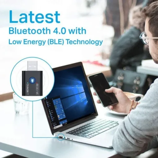 2 In 1 USB Bluetooth 5.0 Dongle Adapter Receiver Transmitter Stereo Wireless Audio Adapter USB 3.5mm for PC Desktops Headphones