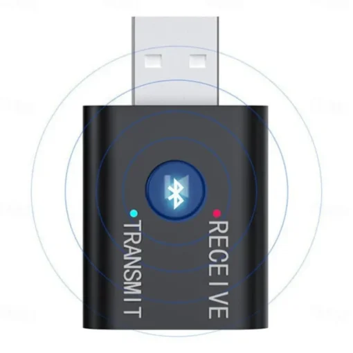 2 In 1 USB Bluetooth 5.0 Dongle Adapter Receiver Transmitter Stereo Wireless Audio Adapter USB 3.5mm for PC Desktops Headphones