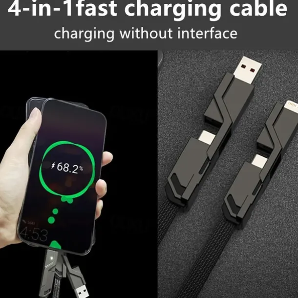4 In 1 USB Type C Data Cable Fast Charging For iPhone 15 14 13 12 11 Samsung Xiaomi Redmi Huawei Wire Cable Fast Charger