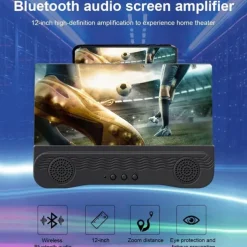 4 In1 Bluetooth 5.0 Mobile Phone Screen Magnifier 3D Enlarger 12inch Magnifying Bracket Desktop Holder Stand for Phone