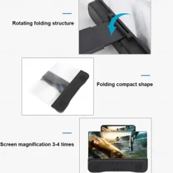 4 In1 Bluetooth 5.0 Mobile Phone Screen Magnifier 3D Enlarger 12inch Magnifying Bracket Desktop Holder Stand for Phone
