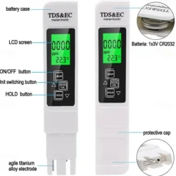 3 In1 Meter Digital Water Quality Tester TDS EC Meter Temperature Tester Pen Multifunctional Digital Water Quality Tester For Water Purity TEMP PPM Tester TDS Meter Digital Water Quality Tester