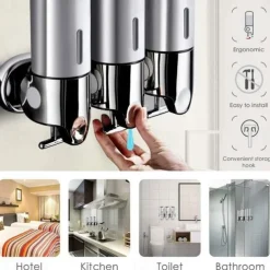 3 in1 Wall Mounted Shower Dispenser Bathroom Shower Pump Dispenser for Shower Gel Shampoo Soap(3*500ml)