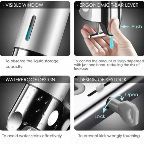 3 in1 Wall Mounted Shower Dispenser Bathroom Shower Pump Dispenser for Shower Gel Shampoo Soap(3*500ml)