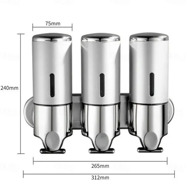 3 in1 Wall Mounted Shower Dispenser Bathroom Shower Pump Dispenser for Shower Gel Shampoo Soap(3*500ml)