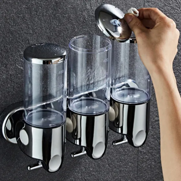 3 in1 Wall Mounted Shower Dispenser Bathroom Shower Pump Dispenser for Shower Gel Shampoo Soap(3*500ml)