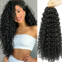18 Inch 8 Packs Curly Crochet Hair Beach Curl Water Wave Crochet Hair Deep Wave Wavy Braids Curly Crochet Hair For Black Women