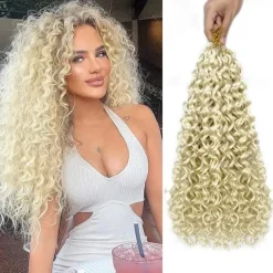 18 Inch 8 Packs Curly Crochet Hair Beach Curl Water Wave Crochet Hair Deep Wave Wavy Braids Curly Crochet Hair For Black Women