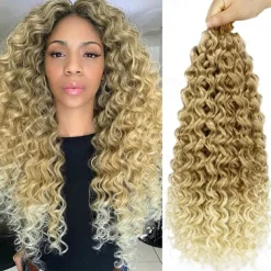 18 Inch 8 Packs Curly Crochet Hair Beach Curl Water Wave Crochet Hair Deep Wave Wavy Braids Curly Crochet Hair For Black Women