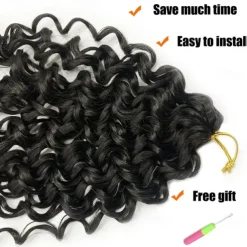 18 Inch 8 Packs Curly Crochet Hair Beach Curl Water Wave Crochet Hair Deep Wave Wavy Braids Curly Crochet Hair For Black Women