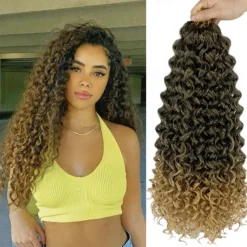 18 Inch 8 Packs Curly Crochet Hair Beach Curl Water Wave Crochet Hair Deep Wave Wavy Braids Curly Crochet Hair For Black Women