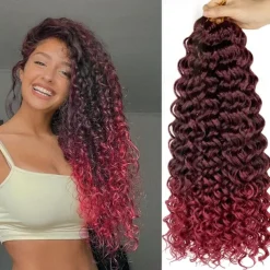 18 Inch 8 Packs Curly Crochet Hair Beach Curl Water Wave Crochet Hair Deep Wave Wavy Braids Curly Crochet Hair For Black Women