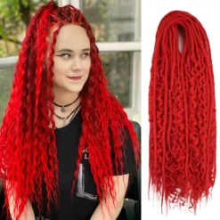 24 Inch 18 Strands Synthetic Double Ended Dreadlock Extensions 3 In 1 Mixed Curly Ends Hippie Style Boho Wavy DE Dreads Braid in Dreadlock Extensions