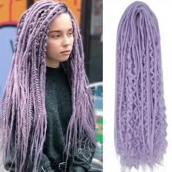 24 Inch 18 Strands Synthetic Double Ended Dreadlock Extensions 3 In 1 Mixed Curly Ends Hippie Style Boho Wavy DE Dreads Braid in Dreadlock Extensions