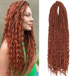 24 Inch 18 Strands Synthetic Double Ended Dreadlock Extensions 3 In 1 Mixed Curly Ends Hippie Style Boho Wavy DE Dreads Braid in Dreadlock Extensions