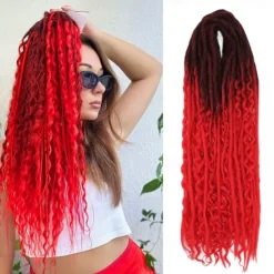 24 Inch 18 Strands Synthetic Double Ended Dreadlock Extensions 3 In 1 Mixed Curly Ends Hippie Style Boho Wavy DE Dreads Braid in Dreadlock Extensions
