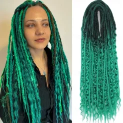 24 Inch 18 Strands Synthetic Double Ended Dreadlock Extensions 3 In 1 Mixed Curly Ends Hippie Style Boho Wavy DE Dreads Braid in Dreadlock Extensions
