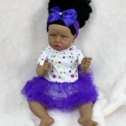 22 inch Black Dolls Reborn Doll Baby & Toddler Toy Doll Reborn Baby Doll Baby Baby Girl African Doll Reborn Baby Doll Saskia Newborn lifelike Gift Hand Made Non Toxic Vinyl W-05022 with Clothes and