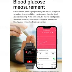 1.91 inch Cardica Blood Glucose Smart Watch ECG Monitoring Blood Pressure Body Temperature Smartwatch Men IP68 Waterproof Fitness Tracker