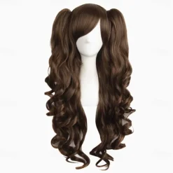 28 Inch/70 cm Lolita Long Curly 2 Ponytails Clip on Cosplay Wig