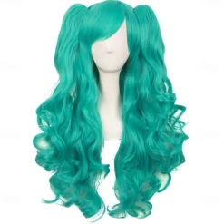28 Inch/70 cm Lolita Long Curly 2 Ponytails Clip on Cosplay Wig