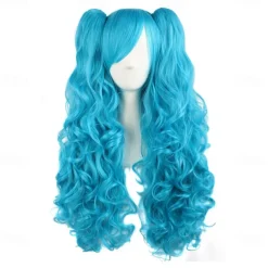 28 Inch/70 cm Lolita Long Curly 2 Ponytails Clip on Cosplay Wig