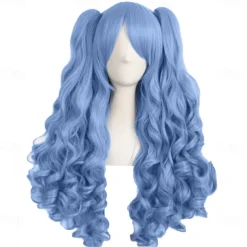 28 Inch/70 cm Lolita Long Curly 2 Ponytails Clip on Cosplay Wig