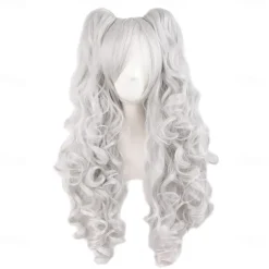 28 Inch/70 cm Lolita Long Curly 2 Ponytails Clip on Cosplay Wig