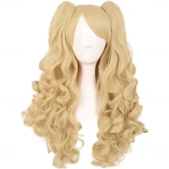 28 Inch/70 cm Lolita Long Curly 2 Ponytails Clip on Cosplay Wig