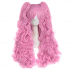 28 Inch/70 cm Lolita Long Curly 2 Ponytails Clip on Cosplay Wig
