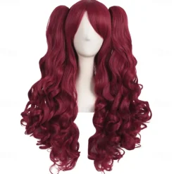 28 Inch/70 cm Lolita Long Curly 2 Ponytails Clip on Cosplay Wig