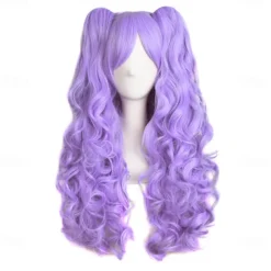 28 Inch/70 cm Lolita Long Curly 2 Ponytails Clip on Cosplay Wig