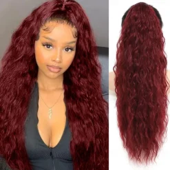 26 Inch Curly Drawstring Ponytail Extension Synthetic Long Natural Wavy Clip in Ponytail Hair Extensions Fluffy Fake Pony Tails Hair Pieces for Women