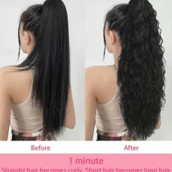 26 Inch Curly Drawstring Ponytail Extension Synthetic Long Natural Wavy Clip in Ponytail Hair Extensions Fluffy Fake Pony Tails Hair Pieces for Women