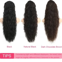 26 Inch Curly Drawstring Ponytail Extension Synthetic Long Natural Wavy Clip in Ponytail Hair Extensions Fluffy Fake Pony Tails Hair Pieces for Women