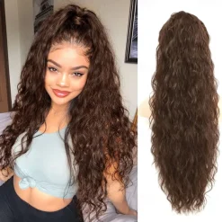 26 Inch Curly Drawstring Ponytail Extension Synthetic Long Natural Wavy Clip in Ponytail Hair Extensions Fluffy Fake Pony Tails Hair Pieces for Women