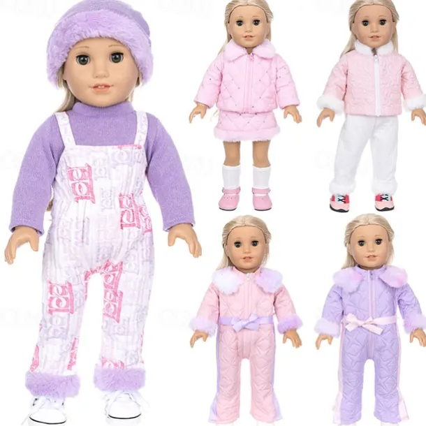 18 Inch Doll Clothes and Accessories Winter Doll Outfits Set Coat Trousers for 18 Inch Doll Girls Gifts(WITHOUT DOLL)