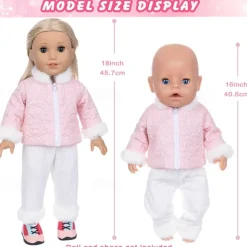 18 Inch Doll Clothes and Accessories Winter Doll Outfits Set Coat Trousers for 18 Inch Doll Girls Gifts(WITHOUT DOLL)