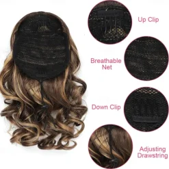 10 Inch Drawstring Ponytail Extension,Short Loose Wavy Pony Tails Hair Extensions Synthetic Hair Pieces for Women Daily Use