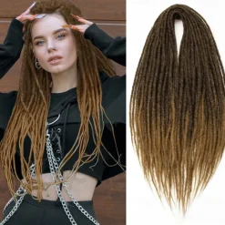 24 Inch Dreadlocks Extensions Goddess Locs Crochet Hair for Women 10 Strands Handmade Dreadlock crochet hair braids Synthetic thin 0.6cm Hippie Straight Double Ended Dreads