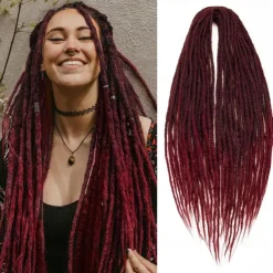 24 Inch Dreadlocks Extensions Goddess Locs Crochet Hair for Women 10 Strands Handmade Dreadlock crochet hair braids Synthetic thin 0.6cm Hippie Straight Double Ended Dreads