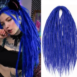 24 Inch Dreadlocks Extensions Goddess Locs Crochet Hair for Women 10 Strands Handmade Dreadlock crochet hair braids Synthetic thin 0.6cm Hippie Straight Double Ended Dreads