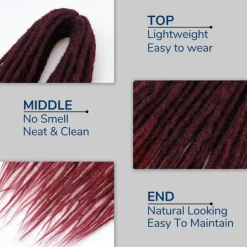 24 Inch Dreadlocks Extensions Goddess Locs Crochet Hair for Women 10 Strands Handmade Dreadlock crochet hair braids Synthetic thin 0.6cm Hippie Straight Double Ended Dreads