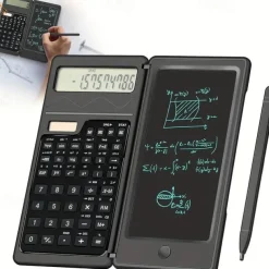6 Inch Erasable Lcd Writing Pad Slim Scientific Calculator 10 Digit Folding Calculator Solar Battery Dual Power Math Physics Geometry Scientific Calculator