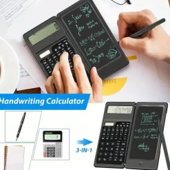 6 Inch Erasable Lcd Writing Pad Slim Scientific Calculator 10 Digit Folding Calculator Solar Battery Dual Power Math Physics Geometry Scientific Calculator