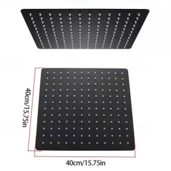 16 Inch Matte Black Shower Faucets Set, Rainfall Concealed Shower System Solid Brass with 3-Function Handheld, Handshower Ceiling Mounted Combo Set Shower Faucet with Valve Body and Trim