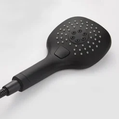 16 Inch Matte Black Shower Faucets Set, Rainfall Concealed Shower System Solid Brass with 3-Function Handheld, Handshower Ceiling Mounted Combo Set Shower Faucet with Valve Body and Trim