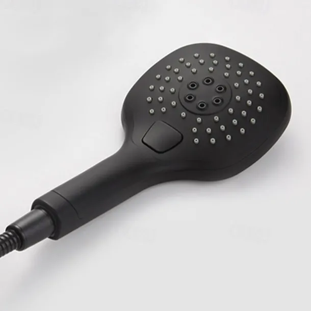 16 Inch Matte Black Shower Faucets Set, Rainfall Concealed Shower System Solid Brass with 3-Function Handheld, Handshower Ceiling Mounted Combo Set Shower Faucet with Valve Body and Trim